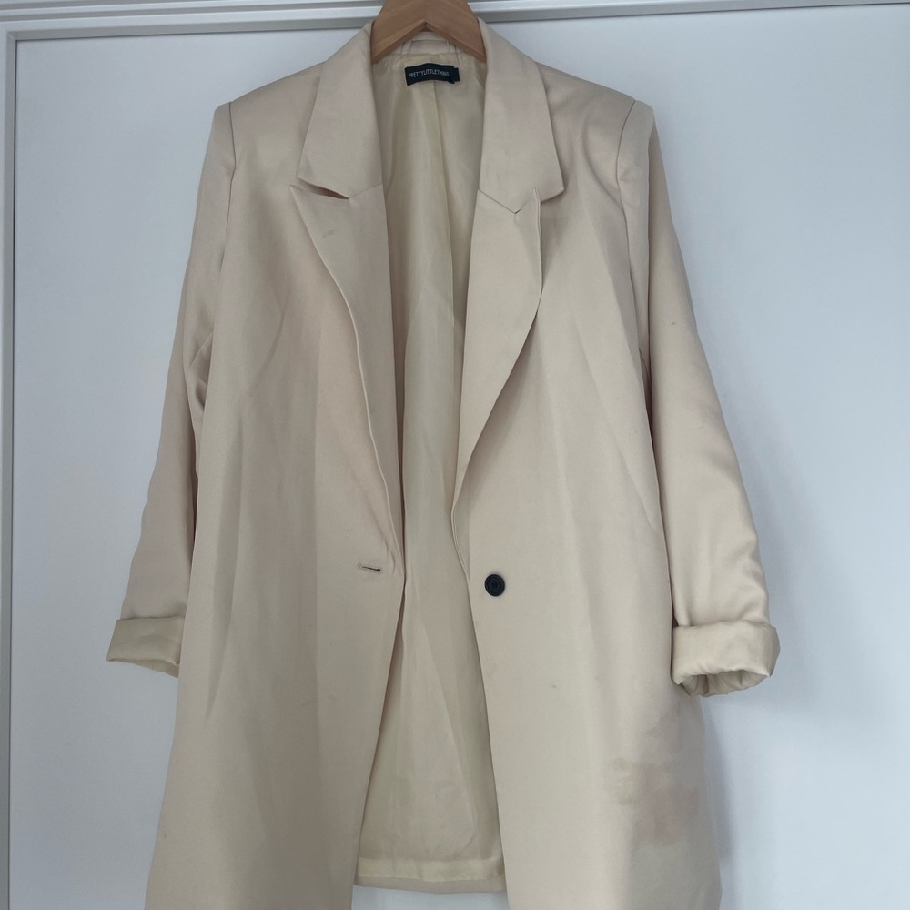 Women's Cream Oversized Blazer Coat